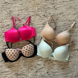 Lot of 4 VS PINK push-up bras, 34C